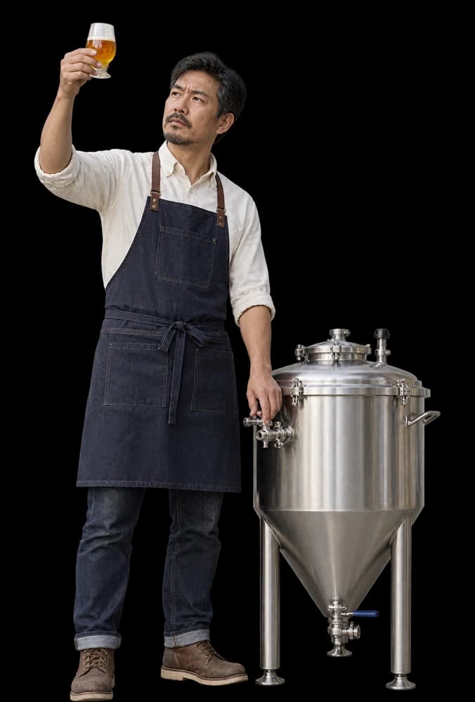 A food maker checks the lid seal on a jar of sauce at a stainless prep table.